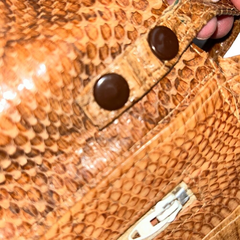 Vintage Brown Python Snakeskin Shoulder Bag Incre… - image 4
